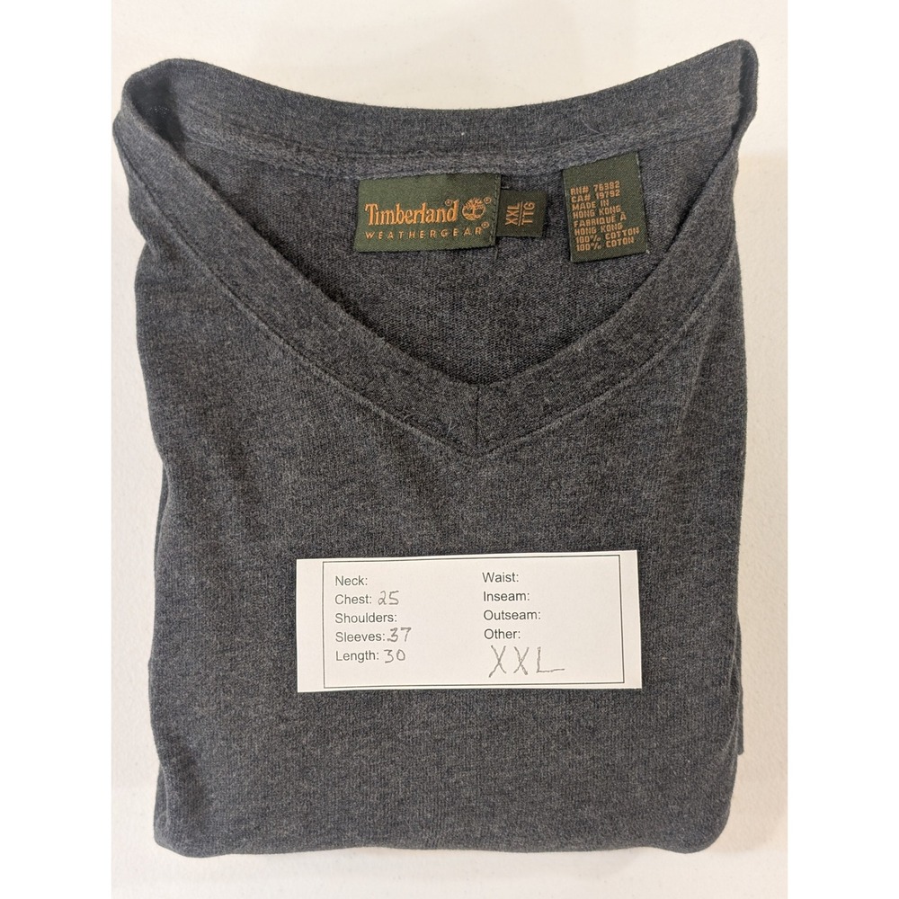 Timberland Weathergear Men's XXL Long Sleeve V Neck Tee‎ Shirt Gray - Picture 5 of 5